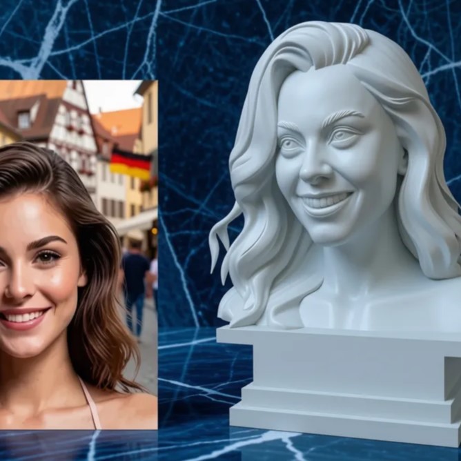 Vorher-Nachher-Vergleich: Vom Foto zur fertigen 3D-Büste